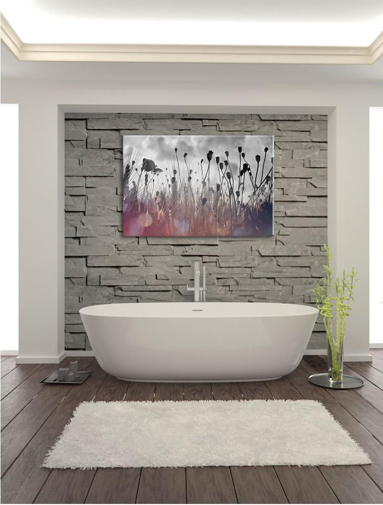 Pixxprint Mohn im Weizenfeld als Leinwandbild/Grösse: 100x70 cm/Wandbild/Kunstdruck/fertig bespannt,