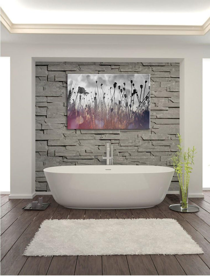 Pixxprint Mohn im Weizenfeld als Leinwandbild/Grösse: 100x70 cm/Wandbild/Kunstdruck/fertig bespannt,