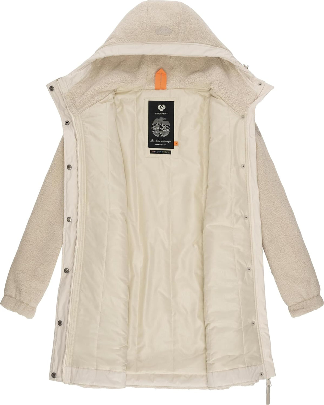 Ragwear Damen Fleecejacke Kurze Teddyfleece-Jacke warm mit Kapuze Cousy XS-6XL 5XL Beige, 5XL Beige