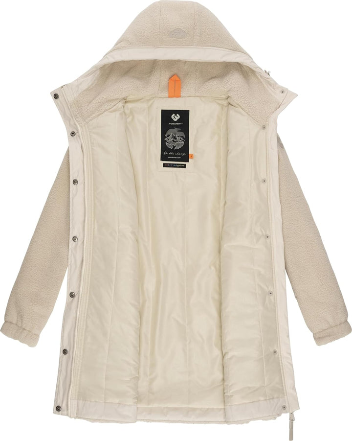 Ragwear Damen Fleecejacke Kurze Teddyfleece-Jacke warm mit Kapuze Cousy XS-6XL 5XL Beige, 5XL Beige