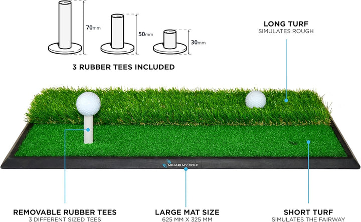 ME AND MY GOLF Dual Turf Golf-Schlagmatte, Schwarz