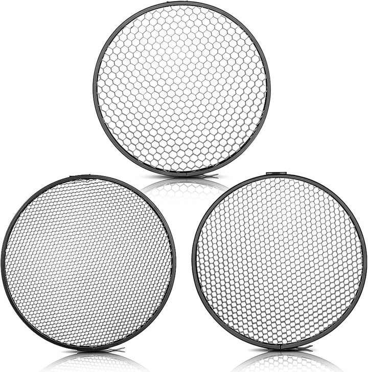 NEEWER 7Zoll/18cm Standard Reflektor Diffusor mit 10/30/50 Grad Wabengitter für Bowens Mount Studiol