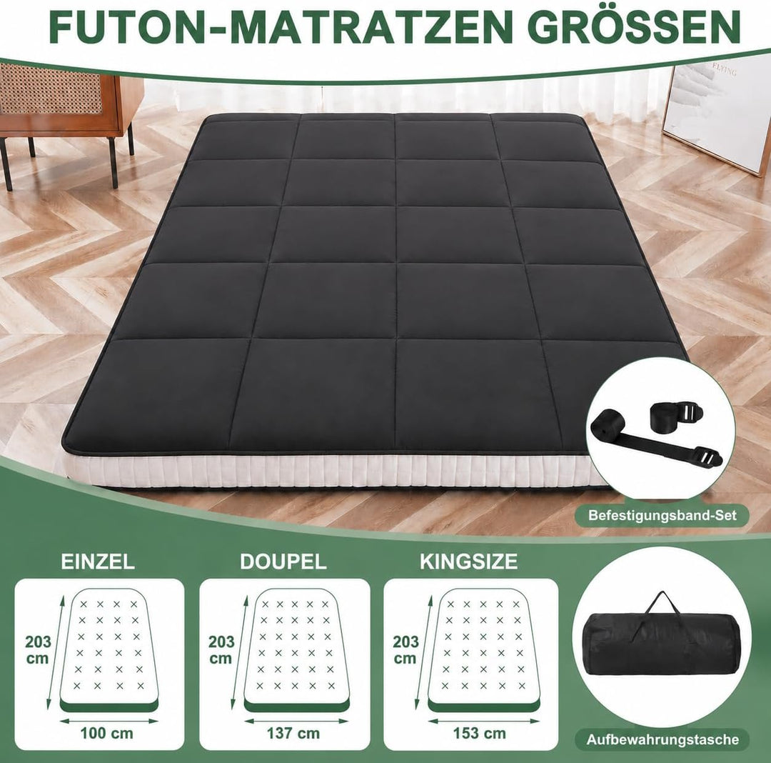 Futon Matratze 137x203cm Klappmatratze - 10cm dick Japanische Klappmatratze, Futon Gästebett, Bodenm
