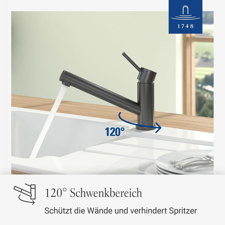 Villeroy & Boch Como Shower | Niederdruck | Einhand-Küchenarmatur mit herausziehbarer Handbrause | A