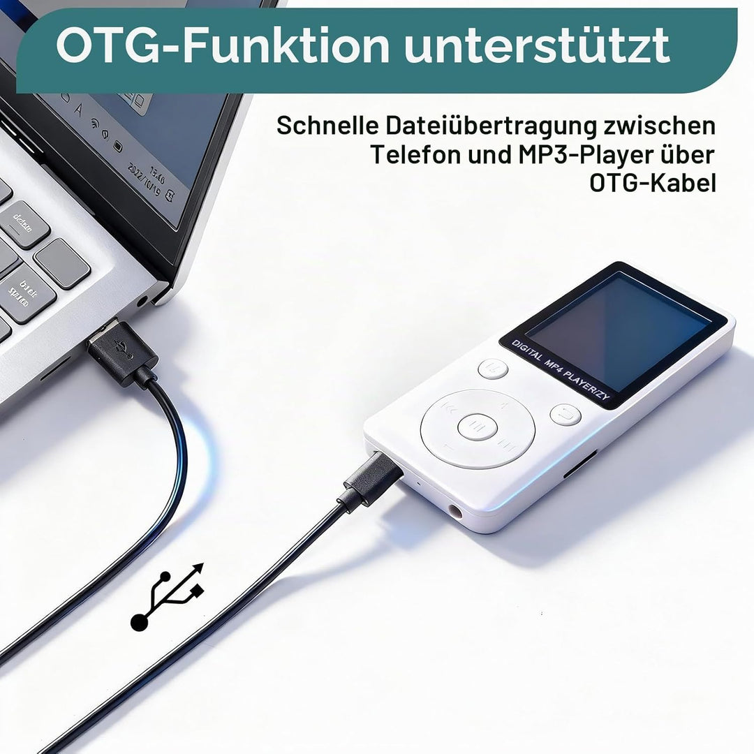 MP3 Player mit Bluetooth 5.2, 32GB Speicherkarte, 1,8 Zoll TFT Farbbildschirm, tragbarer Musikplayer
