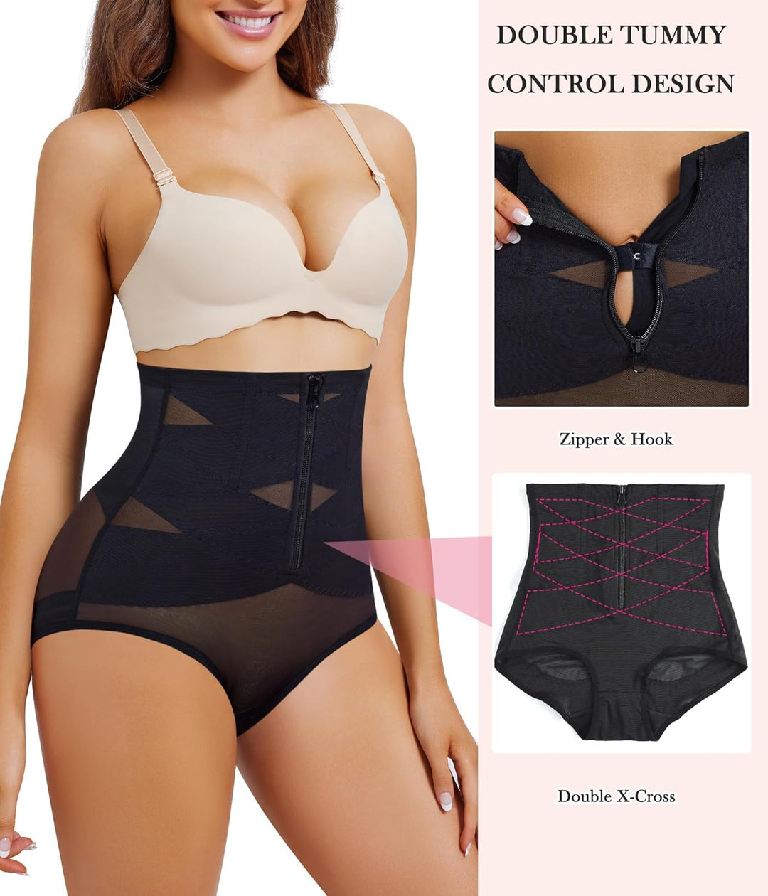 KUMAYES Damen Shapewear Bauchweg Unterhose Hoher Taille Nahtlose Miederhose Unterwäsche Bauchkontrol