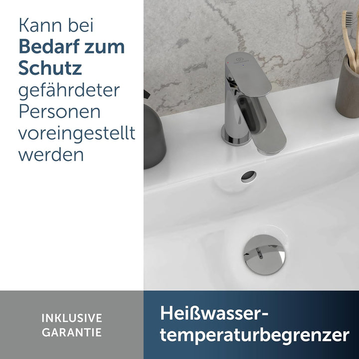Ideal Standard Alero Waschtischarmatur, Auslaufhöhe 100 mm – Chrom | Wassersparender Wasserhahn Bade
