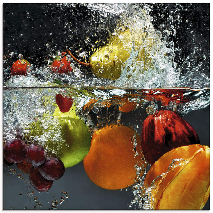 ARTland Glasbilder Wandbild Glas Bild einteilig 40x40 cm Quadratisch Früchte im Wasser Obst Frucht C