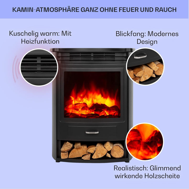 Klarstein Elektrokamin, Elektro Heizungen für Wohnzimmer & Innenräume, Elektrischer Kamin mit LED Fl
