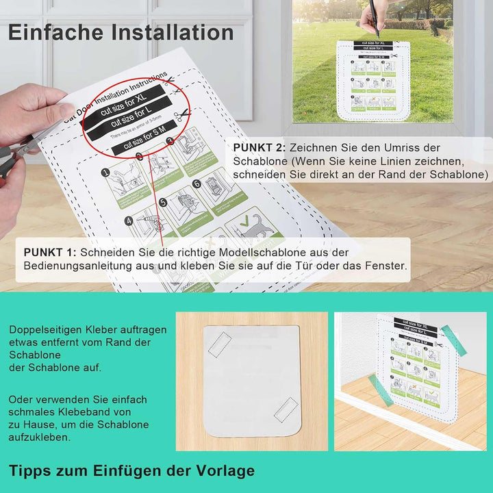 Dünne Katzentür für Fenster, Haustiertüren und Schiebetür, Sicherheits-Haustiertür mit 4-Wege-Schlos