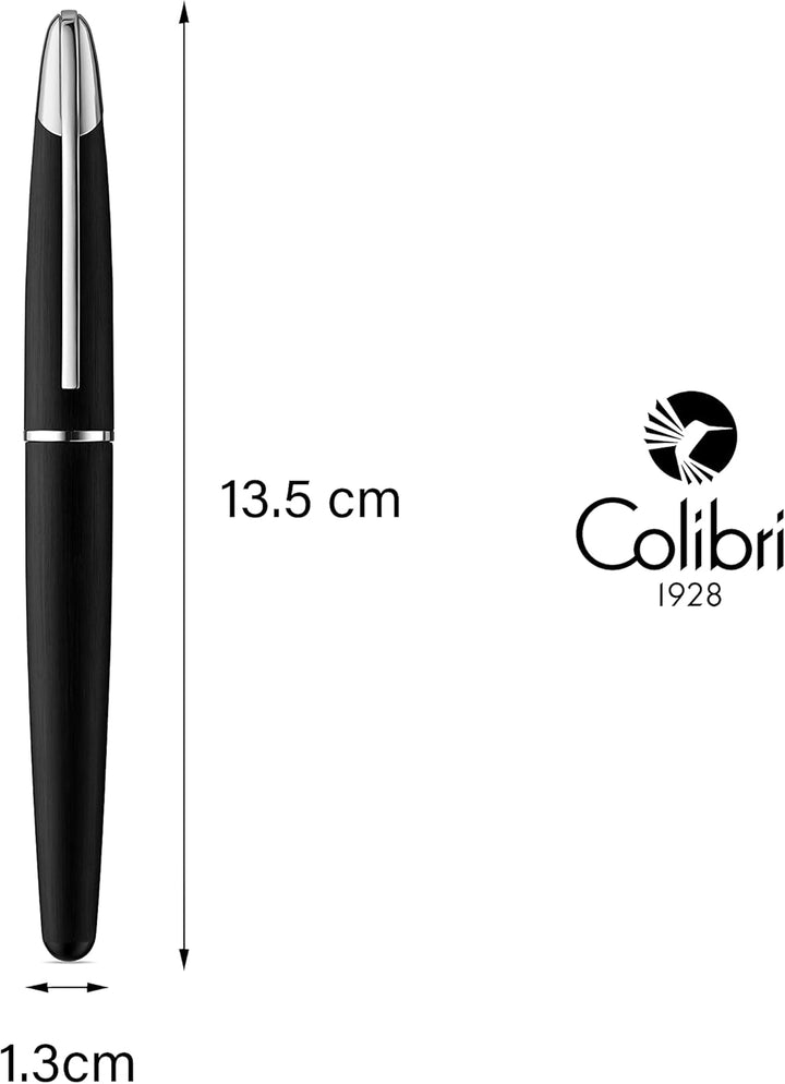 Colibri Equinox Füllfederhalter - Gebürsteter Schwarzes Stahl Und Chrom-Akzenten - Edel Füller - Boc