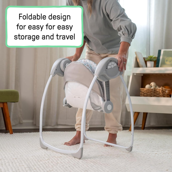 Ingenuity Comfort 2 Go Tragbare Babyschaukel - Endless Bloom - 6 Geschwindigkeiten - 10 Melodien - 2