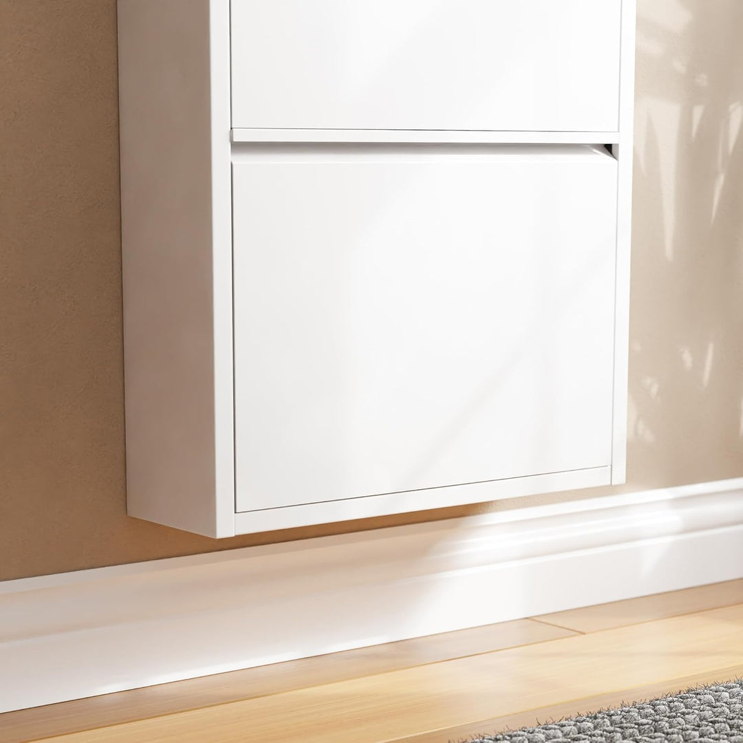 [en.casa] Schuhschrank Sokndal Schuhkipper mit 3 Klappen Metall Schuhkommode für 6 Paar Schuhe 104 x