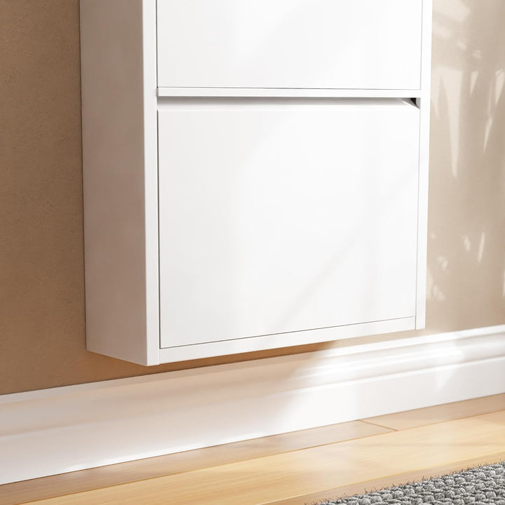 [en.casa] Schuhschrank Sokndal Schuhkipper mit 3 Klappen Metall Schuhkommode für 6 Paar Schuhe 104 x
