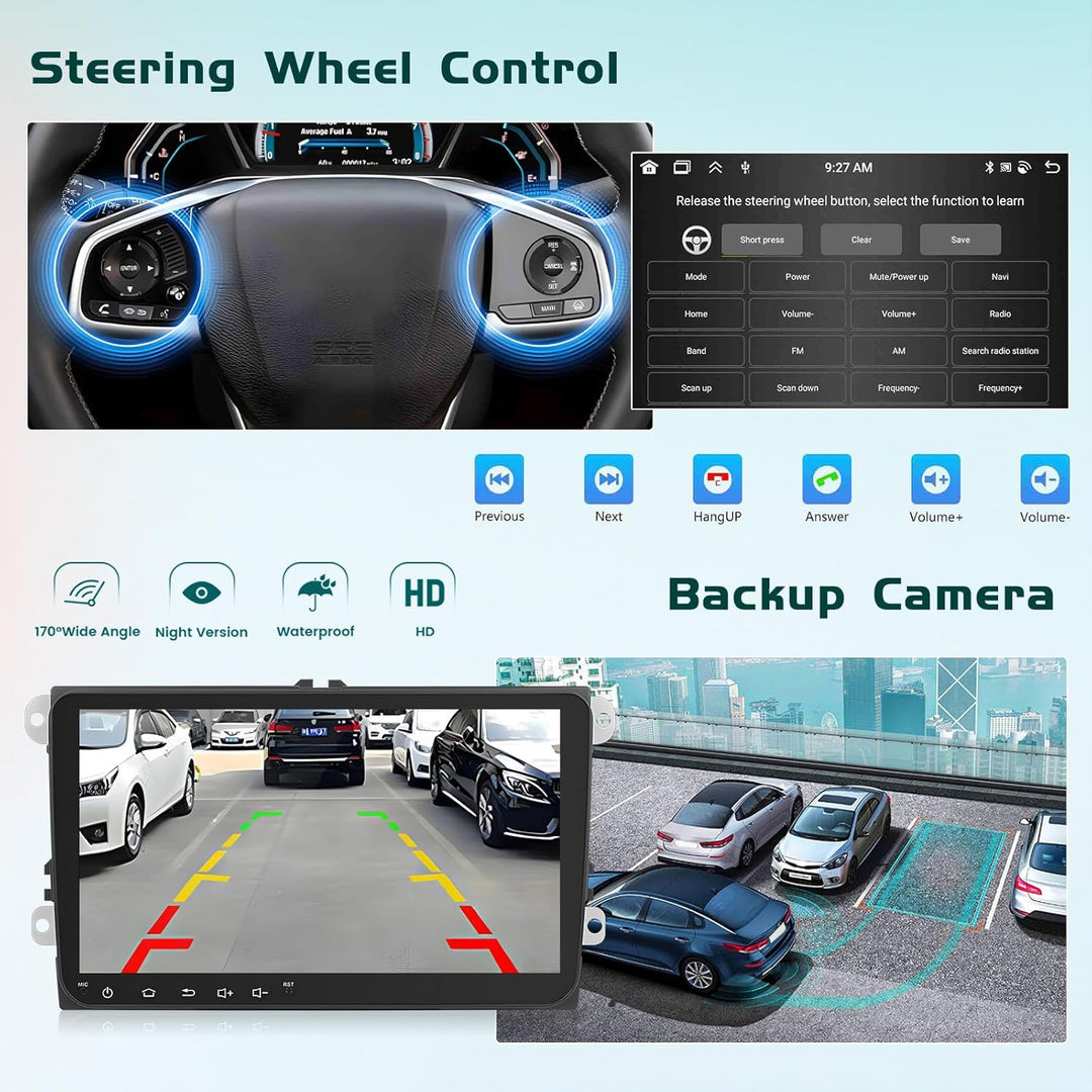 8 Core 6G+128G DSP Hikity Android 15 Autoradio für VW Golf 5 6 Passat Tiguan Polo Caddy Seat, 9-Zoll