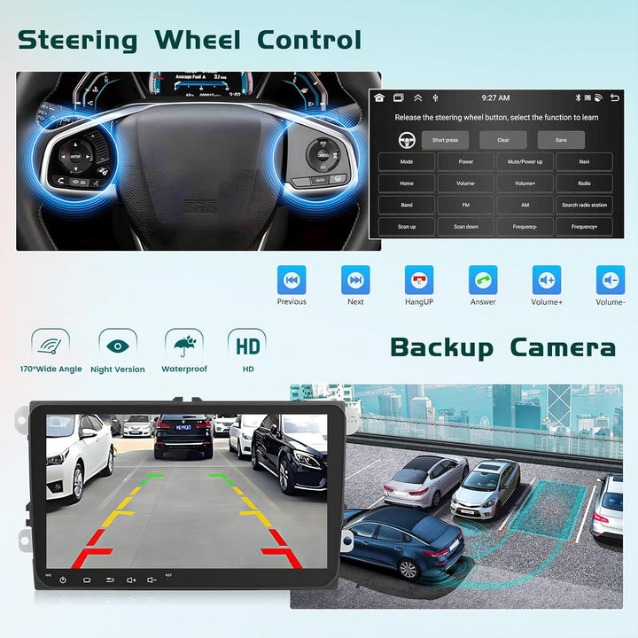 8 Core 6G+128G DSP Hikity Android 15 Autoradio für VW Golf 5 6 Passat Tiguan Polo Caddy Seat, 9-Zoll
