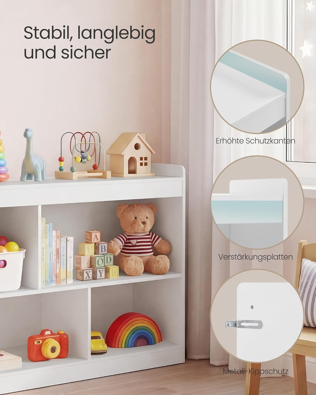 SONGMICS Kinderregal, Spielzeug Aufbewahrung, Spielzeugregal, Bücherregal Kinder, Montessori Regal,
