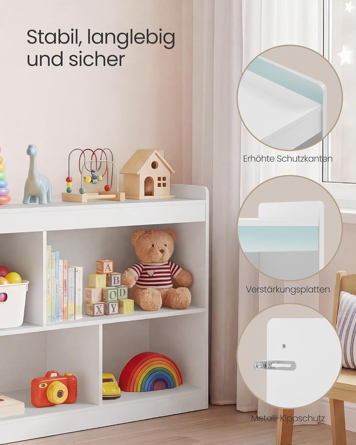SONGMICS Kinderregal, Spielzeug Aufbewahrung, Spielzeugregal, Bücherregal Kinder, Montessori Regal,