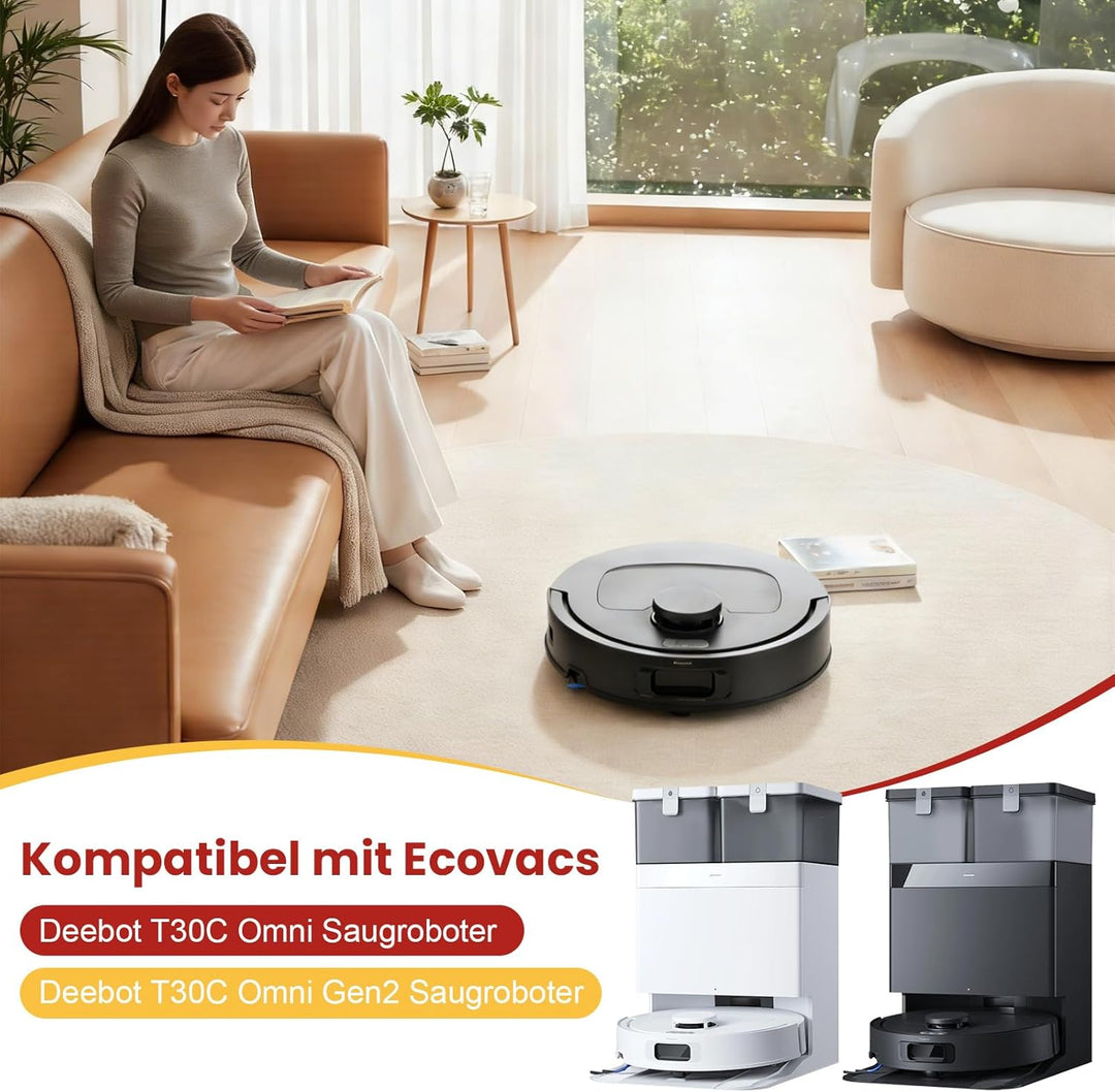 23 Stück Zubehörset für Ecovacs Deebot T30C Omni / T30C Omni Gen2 Saugroboter, 2 Hauptbürste 6 Wisch