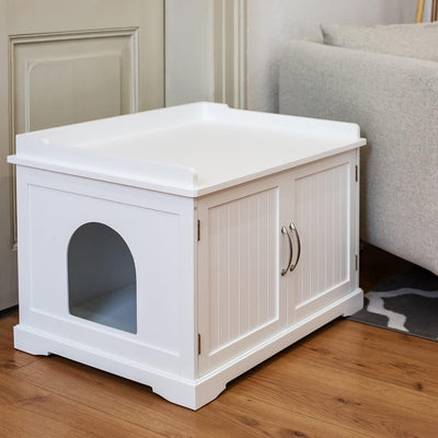 UPP Katzenschrank XXL aus massivem & nachhaltigem Holz I Katzenhütte für Katzentoilette oder als Hun