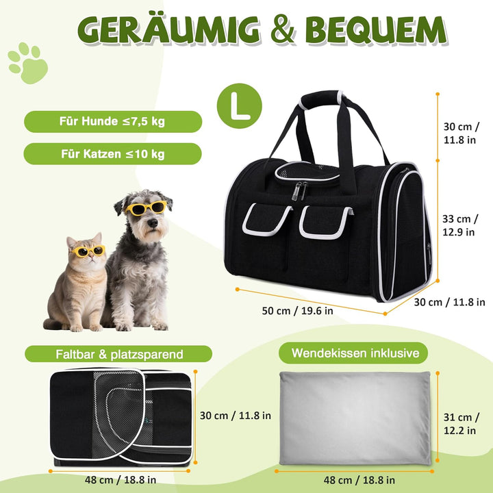 ALLSOPETS Faltbarer Katzenrucksack für grosse Katzen &amp; kleine Hunde, Atmungsaktive Hundetragetasche