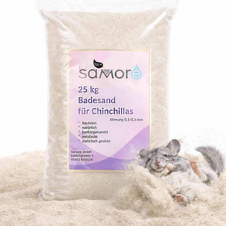 Samore 25 KG CHINCHILLASAND PREMIUMSAND Chinchilla Sand BADESAND HOCHREIN SAMTWEICH H1 INNERHALB VON