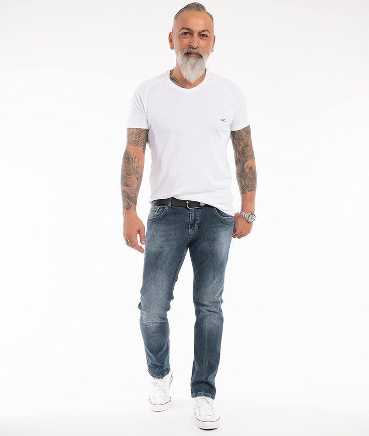 Indumentum Jeans Herren Slim Fit Hose Stretch 32W / 30L Blau - Is-307, 32W / 30L Blau - Is-307