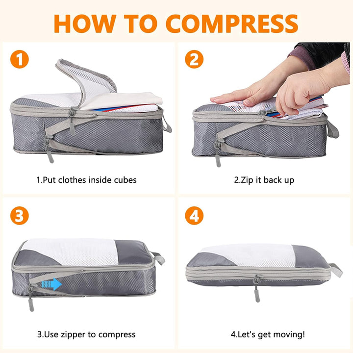 Vautvis Koffer Organizer Set, Packing Cubes Compression Backpack, Packwürfel Kompression, Koffer Org