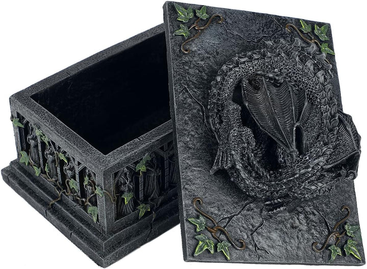 Nemesis Now NOW102 Drachen-Tarotbox, Kunstharz, 18 cm, Schwarz 18 cm Schwarz, 18 cm Schwarz