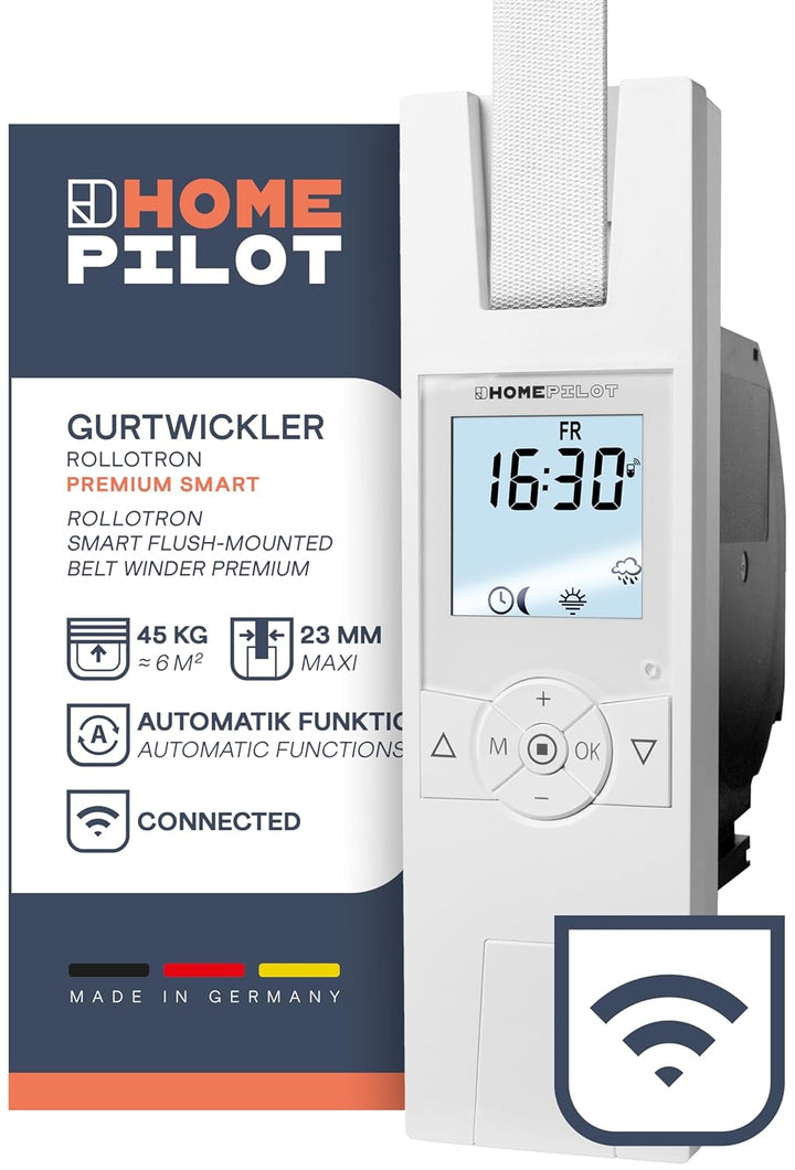 HOMEPILOT - Gurtwickler RolloTron Premium Smart | Elektrischer Gurtwickler mit Display zur bequemen