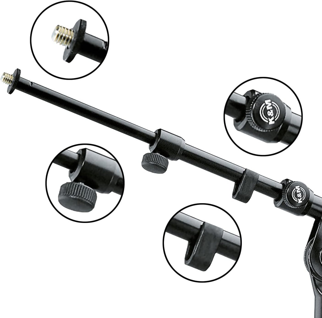 K&amp;M 211/1 Schwenkarm Schwarz – ausziehbar 43,5 - 74,5 cm - Galgen mit 3/8“ Gewindeanschluss, neigbar