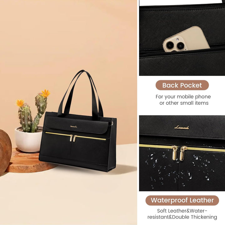 LOVEVOOK Laptop Handtasche Damen, Laptoptasche 15,6 Zoll Shopper Tasche Damen Gross, PU Leder Aktent