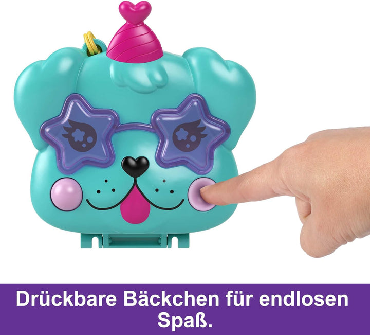 Polly Pocket Hunde-Party Schatulle - Spielset mit 2 Puppen, 5 beweglichen Spielelementen, 14 Accesso