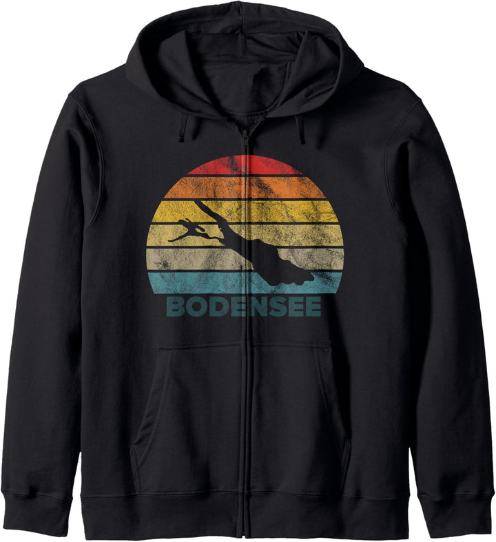 Bodensee, Sonnenuntergang, Retro-Sonnenuntergang, Vintage, Urlaub, Sommer Kapuzenjacke
