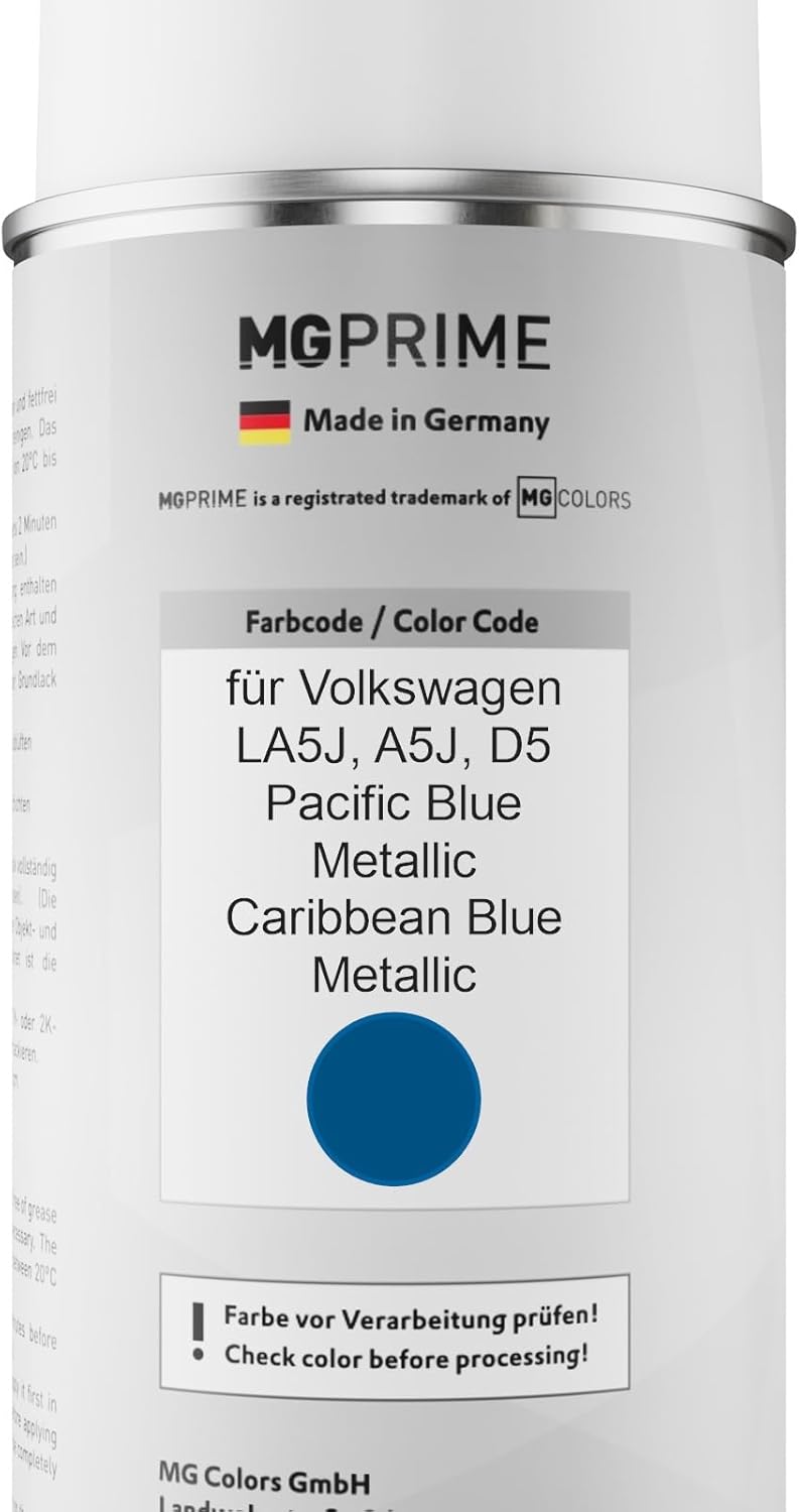 MG PRIME Autolack Sprühdosen Set für Volkswagen VW LA5J / A5J / D5 Pacific Blue Metallic/Caribbean B