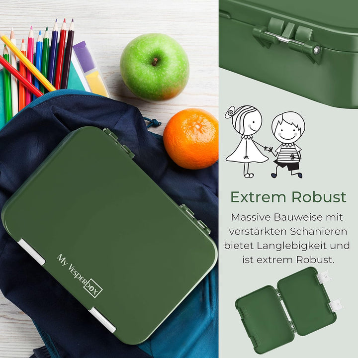 My Vesperbox® Brotdose für Kinder mit Fächern [LEN] - Lunchbox mit Trennfächern - Bento Box - Jausen