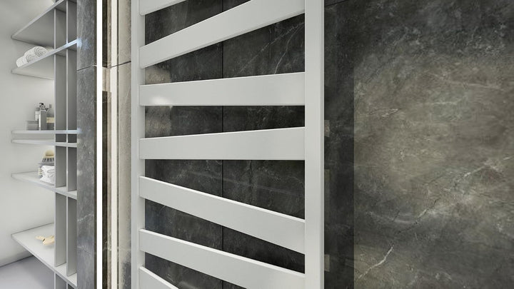 MCHeat Designheizkörper - 600 x 1570 mm - Badheizkörper Weiss - Handtuchwärmer mit Mittelanschluss -
