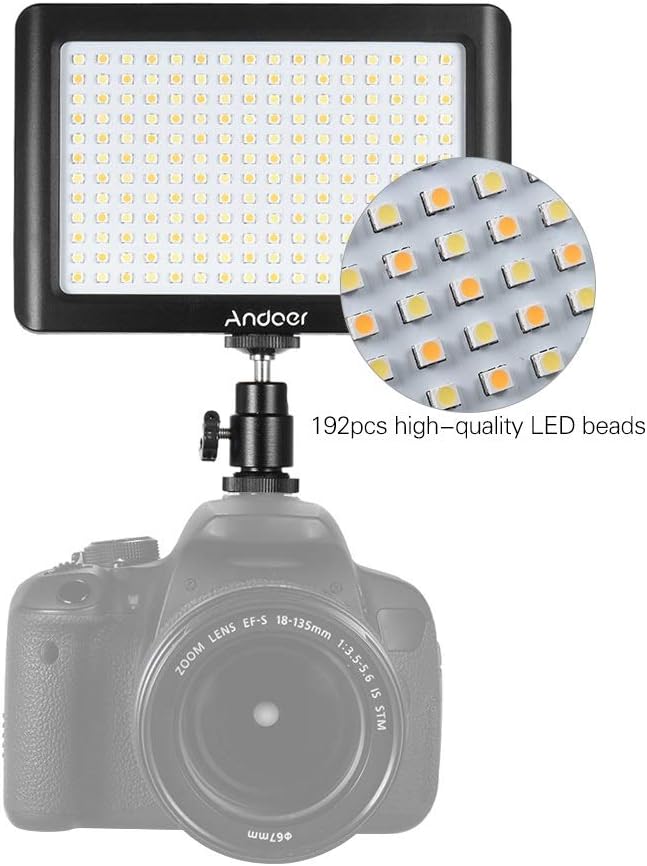 Andoer Mini LED Licht 192pcs Beads Studio Video Fotografie Dimmbar Tragbar Panel Lampe 3200K / 6000K