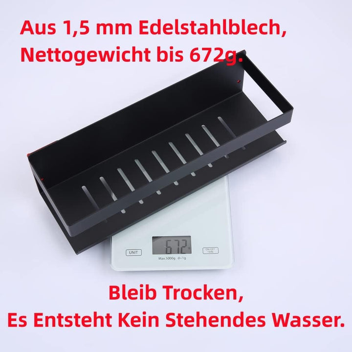 KigKog Duschablage ohne Bohren Matt Schwarz, Duschregal Wandmontage Edelstahl Rostfreier Duschkorb B