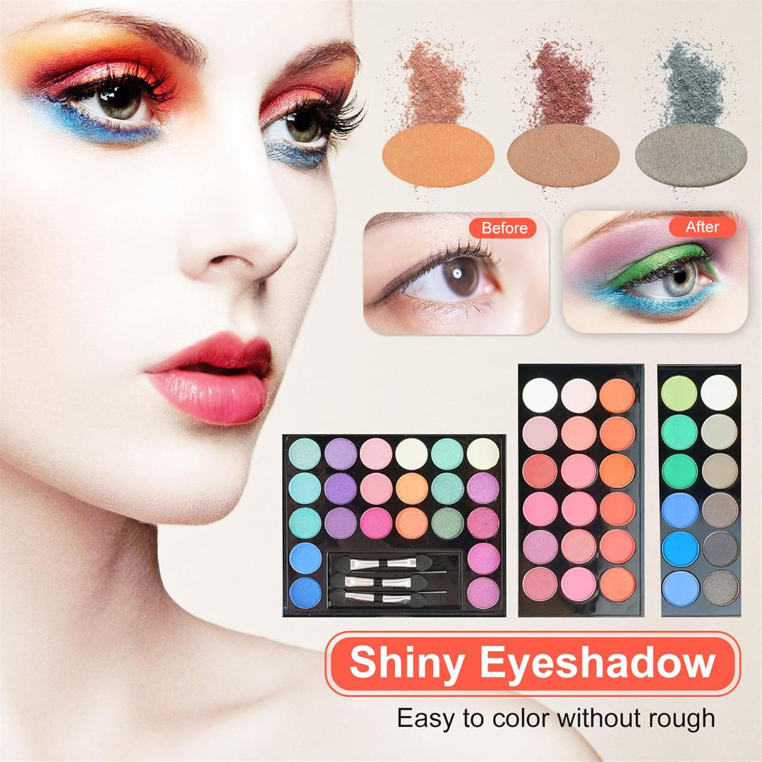 BrilliantDay 148 Farben Lidschatten Palette Contouring Kit Kombination mit Blusher und Press Powder,