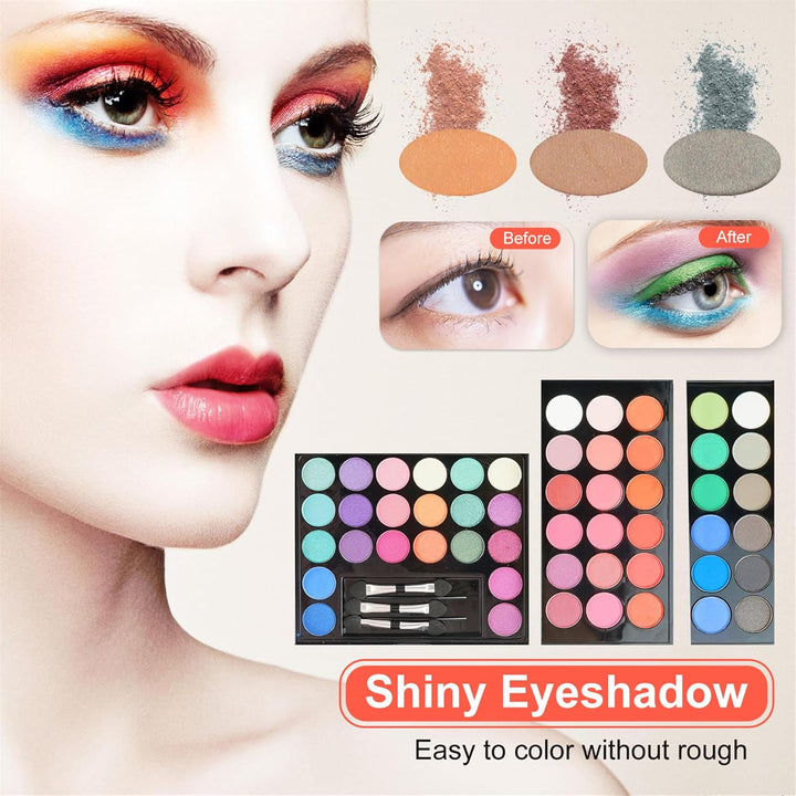 BrilliantDay 148 Farben Lidschatten Palette Contouring Kit Kombination mit Blusher und Press Powder,