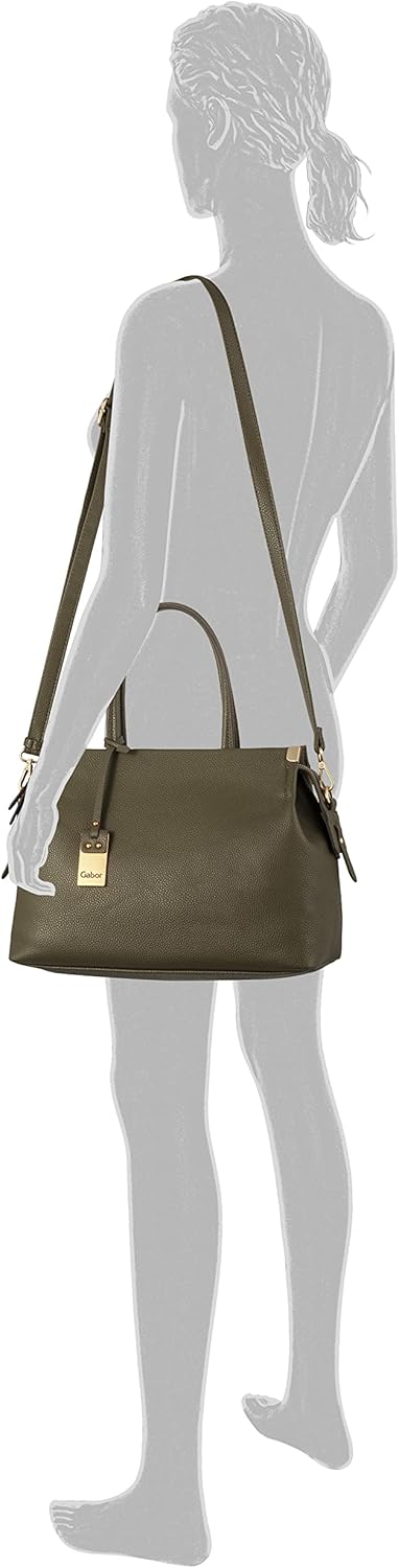 Gabor bags Gela Damen Shopper Umhängetasche Reissverschluss Beige 35x13,5x24 Oliv, 35x13,5x24 Oliv