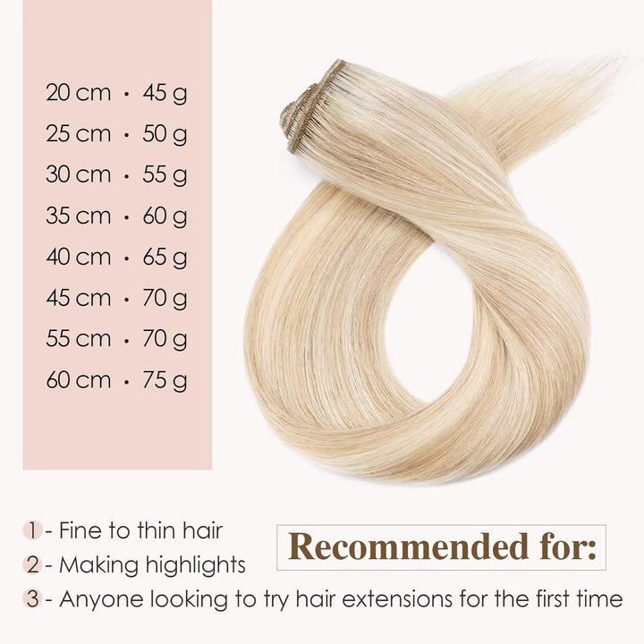 TESS Clip in Extensions Echthaar Haarteile Ombre Braun Remy Haar Extensions guenstig Haarverlängerun