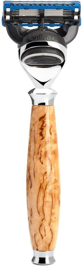 MÜHLE Rasierset - Purist Serie - Silberspitz Dachszupf - kompatibel mit Gillette-Klingen - karelisch
