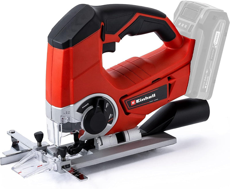 Einhell TE-JS 18 Li-Solo Akku-Stichsäge, 18 V Systemakku (2400 1/min Hubz., 80mm max. Schnittt., Sta