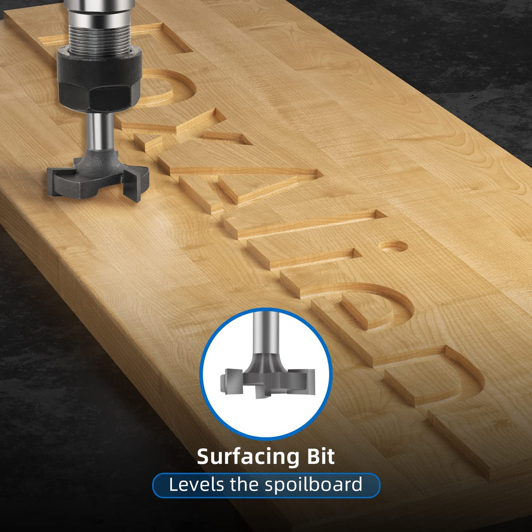 FoxAlien 1/4 Zoll Schaft CNC Fräser Bit Essential Kit, 1/4 Zoll ER11 Spannzange, V-Bit, Schaftfräser