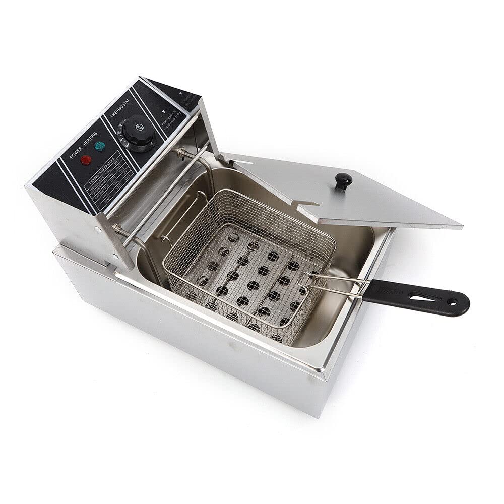 Fritteuse Edelstahl Elektro Fritteuse Öl-Friteuse Friteuse 6L Edelstahl 2500W Profi Küche Kaltzonen