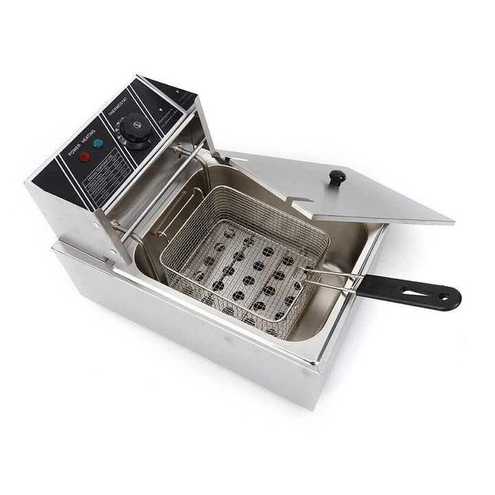 Fritteuse Edelstahl Elektro Fritteuse Öl-Friteuse Friteuse 6L Edelstahl 2500W Profi Küche Kaltzonen
