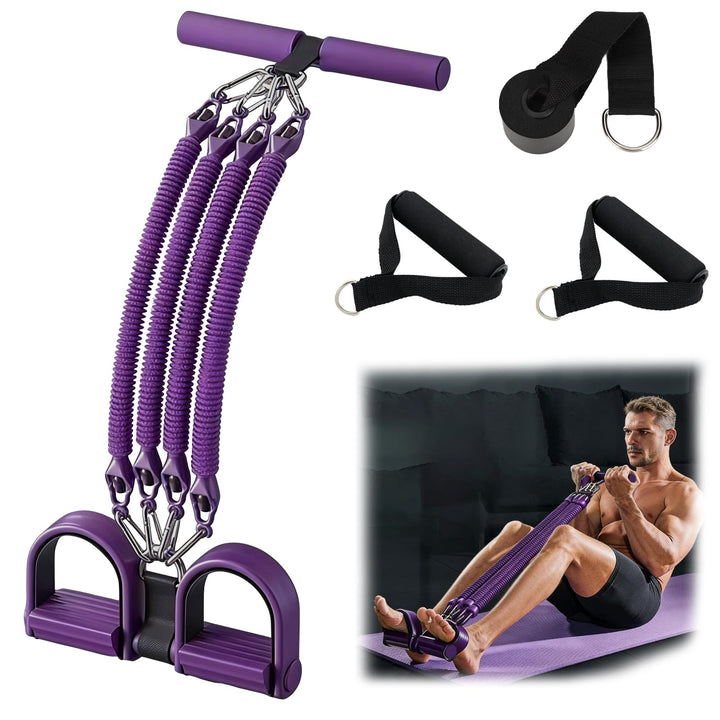 Bauchtrainer, Widerstandsband-Set mit Verstellbaren Griffen, 45kg Einstellbar für Sit-Ups, Bein- und