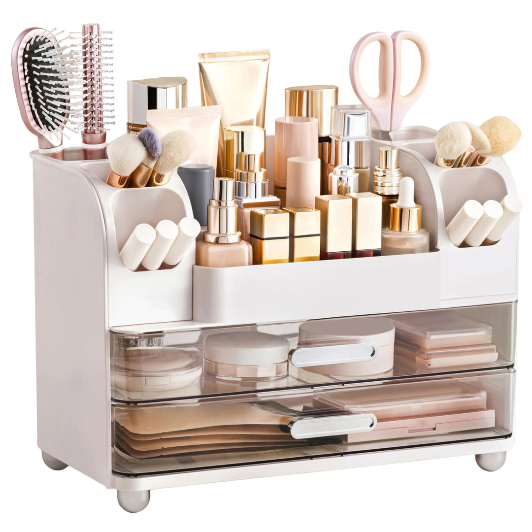 hblife Makeup Kosmetik Organizer mit Schubladen, Pinsel Organizer, 3-in-1 Plastic Kosmetik Aufbewahr